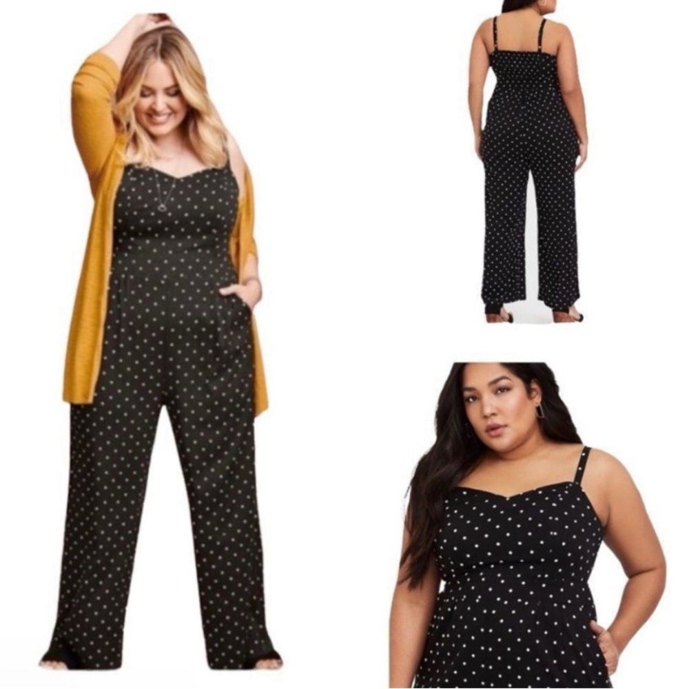 Torrid black and white Challis wide leg jumpsuit